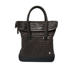 Tardini Woven Full-Grain Calfskin-Aligator Leather Vertical Briefcase Tote